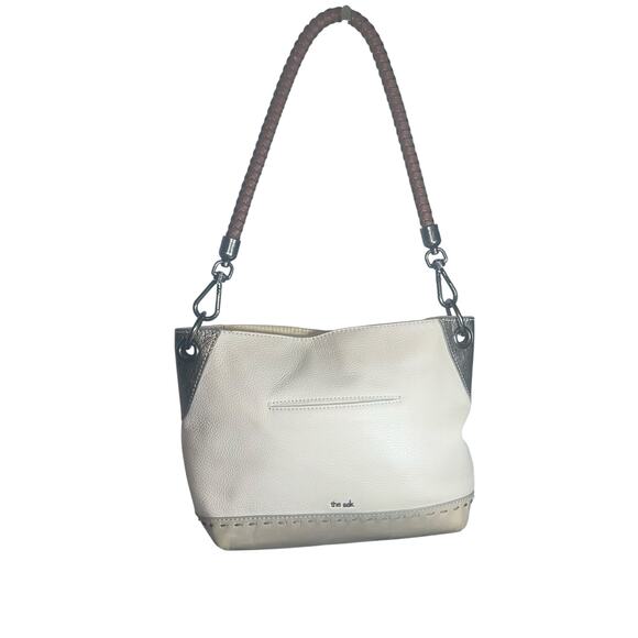 The Sak Leather Shoulder Bag Cream Brown Handle Boho Minimalist slouchy - Picture 1 of 13